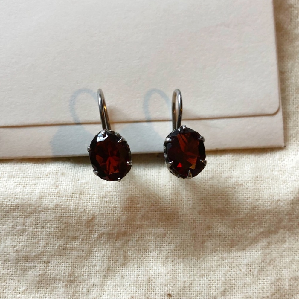 Genuine Garnet Sterling Silver Filigree Earrings